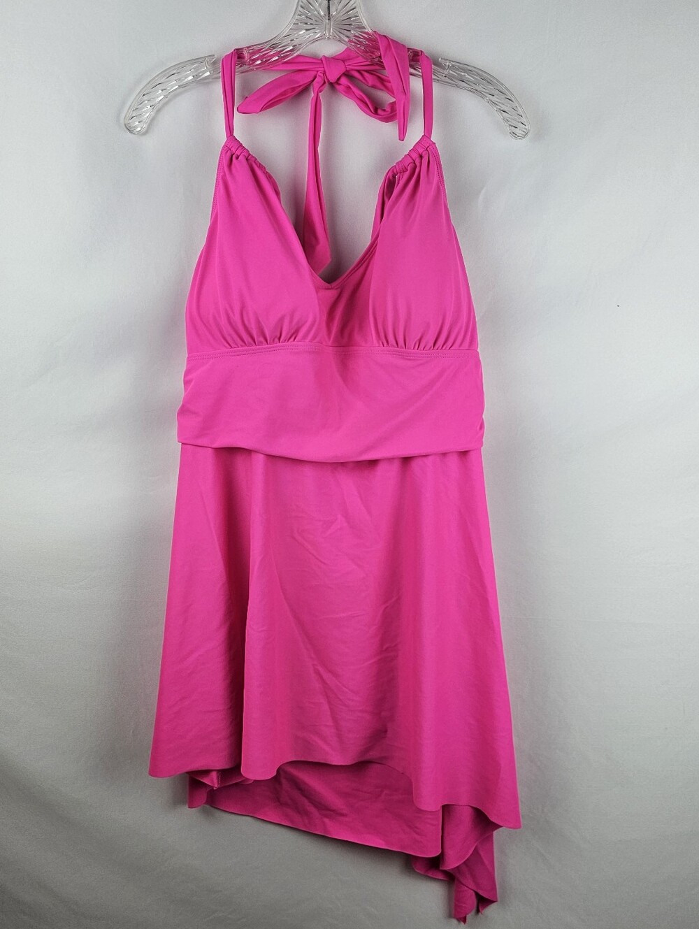 Hanna Nikole Hot Pink Halter Tankini Top Women's 18W Beach Surf Vacation FLAWED